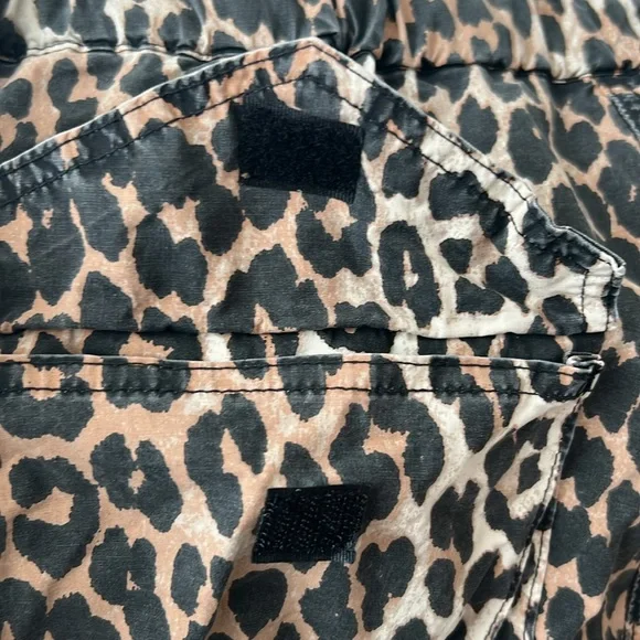 GANNI Leopard Washed Cotton Canvas Drawstring Trousers in Almond Milk 42 - Picture 10 of 13